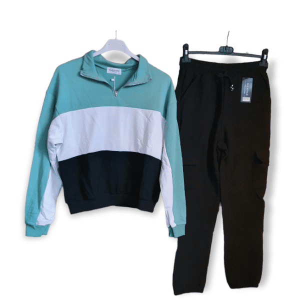 Dames sportpak set van broek en sweater- zijzakken - thuispak - training - rits - Maat 38/40