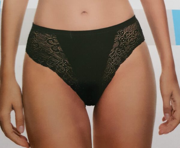 2 stuks Elegante katoenen slip van kant - achterkant puur katoen - stretch dames slip in ZWART, Maat 44 - Afbeelding 2