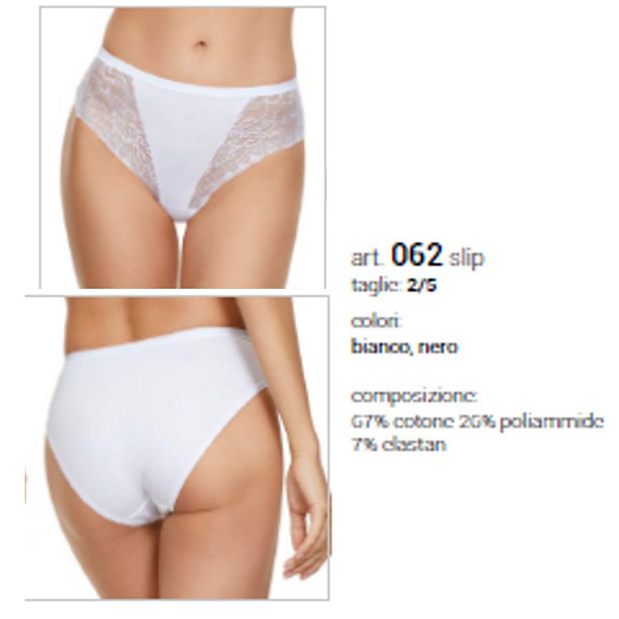 2 stuks Elegante katoenen slip van kant - achterkant puur katoen - stretch dames slip in WIT, Maat 38/40