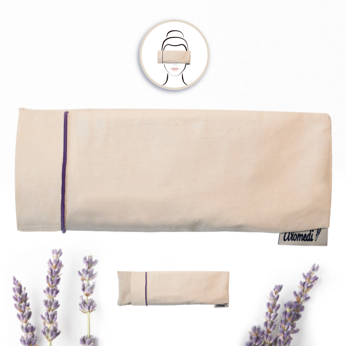Doeltreffende thermische warmte kussen voor vermooide ogen en voorhoofd - lavendelbloemen 1st