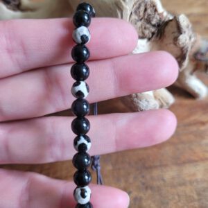 Heren mannen handgemaakte edelsteen armband van onyx en agaat