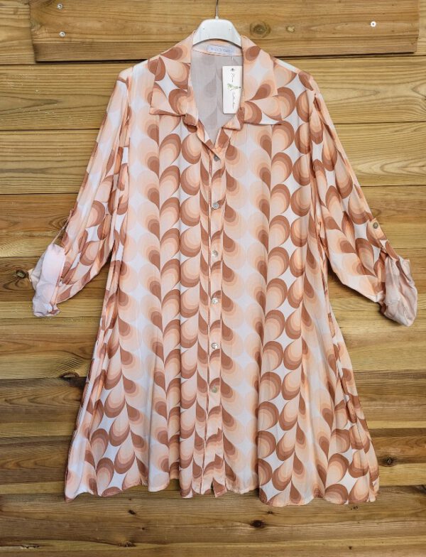 Loze en luchtige blouse jurk in CAMEL kleur met lange mouwen maat 42/44