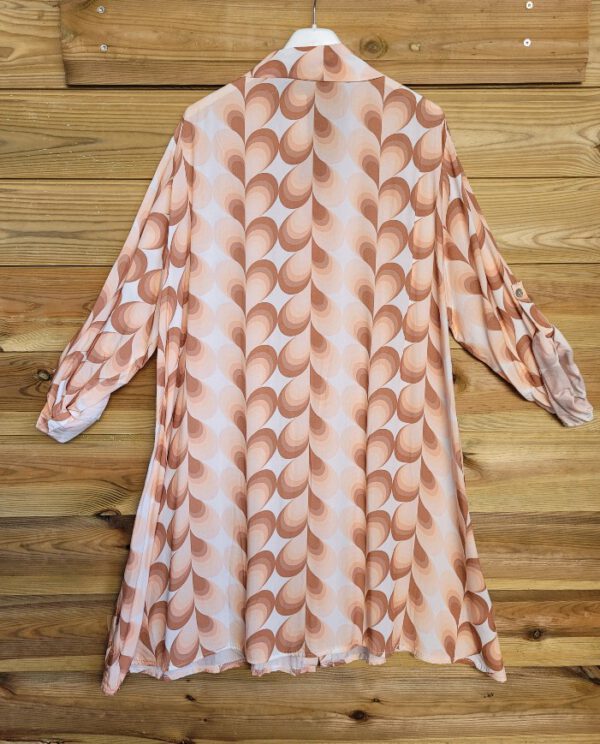 Loze en luchtige blouse jurk in CAMEL kleur met lange mouwen maat 42/44 - Afbeelding 4