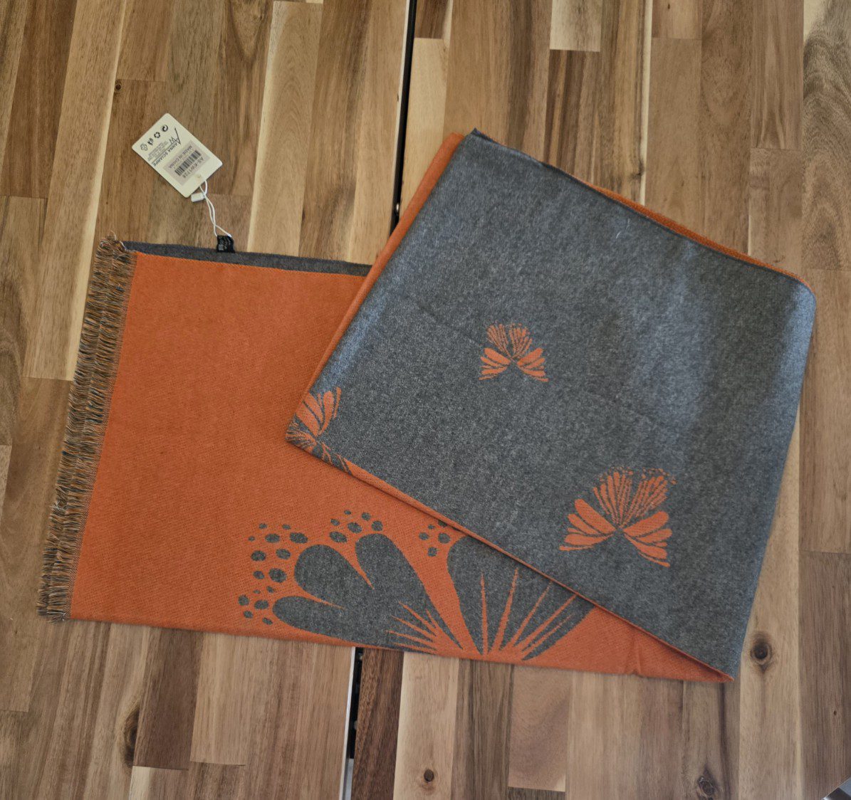 Heerlijk warme sjaal ORANJE-GRIJS herfst - winter - wol en viscose - warme scarf 1st