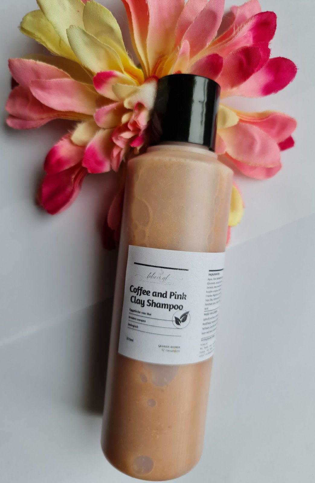 Biologische handgemaakte koffie en roze klei shampoo - detox - ontgiftend - kruiden complex 250ml