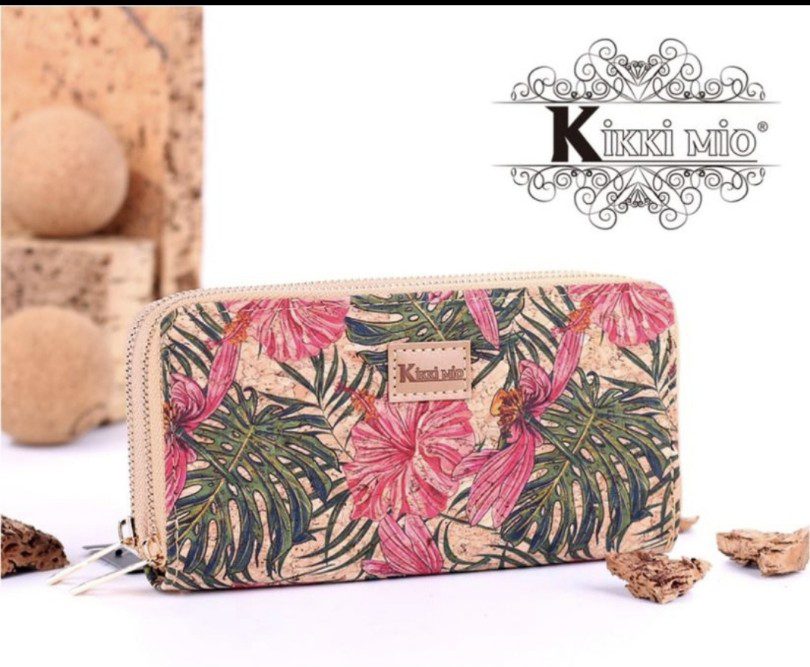 Kurk portemonnee - leer kurk - met vele vakken en ritsluiting PALM- comfortabele portemonnee - vierkant