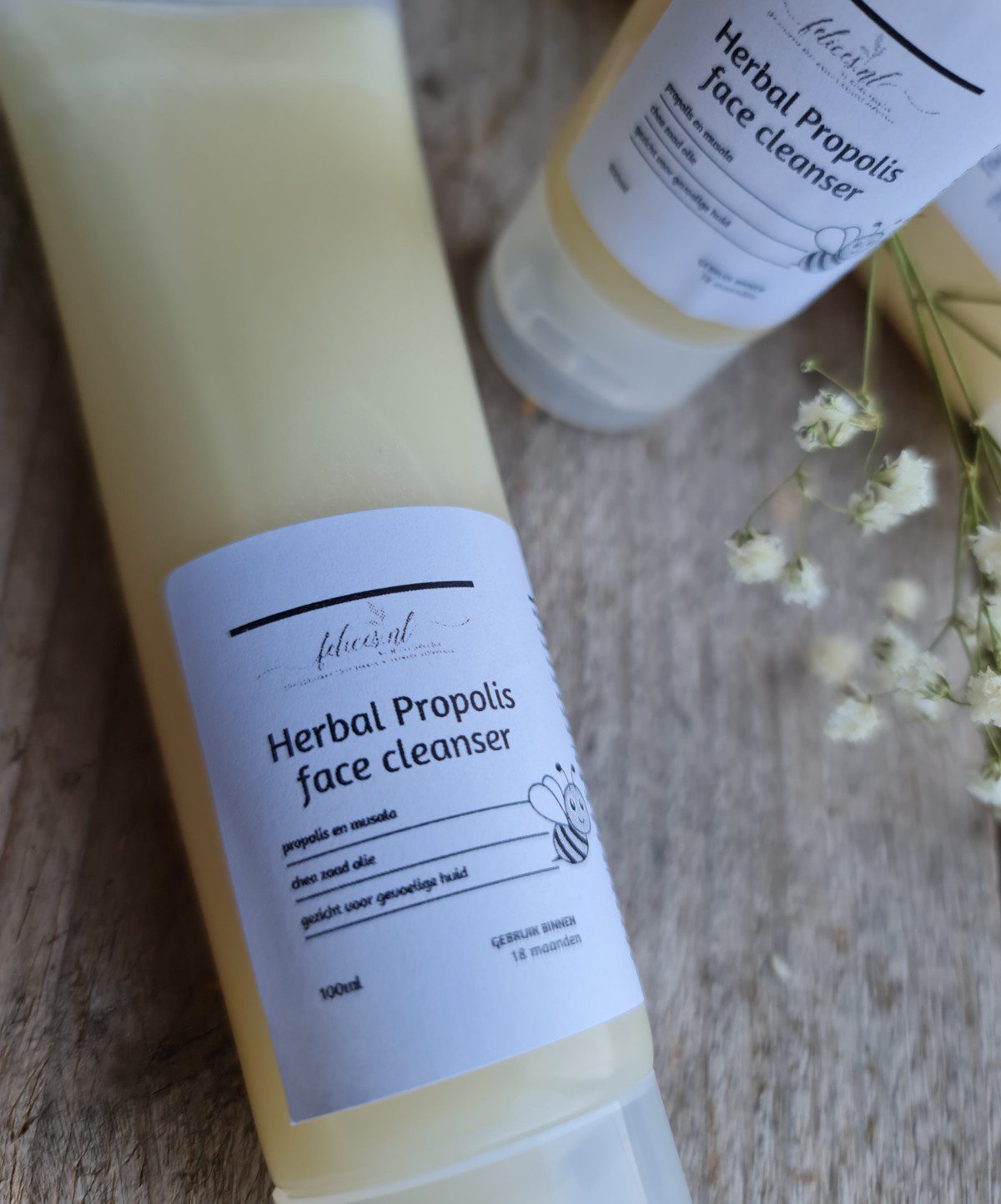 Handgemaakte milde gezicht reiniger met propolis - kruiden en chia zaad olie - alle huid types - 100ml - Afbeelding 3