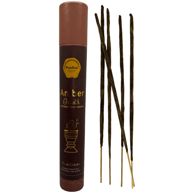 Pure Soul Amber Oud Wierook - Hoge kwaliteit Indiase handgemaakte wierook - warme en kruidige aroma 25gr. - Afbeelding 2