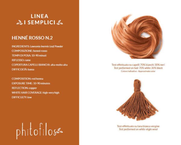 Gecertificeerde henna poeder kleur ROOD HENNA n.2, 100gr - Afbeelding 2