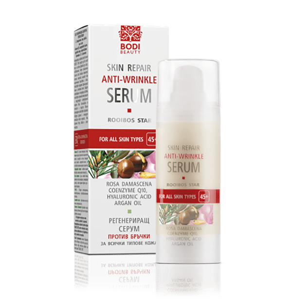 Bio gezicht serum voor rijpe en verouderde huid, Rooibos en Roos 30ml