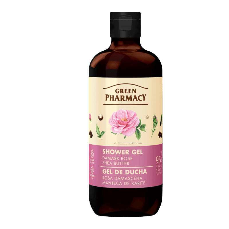 Natuurlijke Douchegel met Damascener Roos en Sheaboter - zachte en geurende huid  500 ml