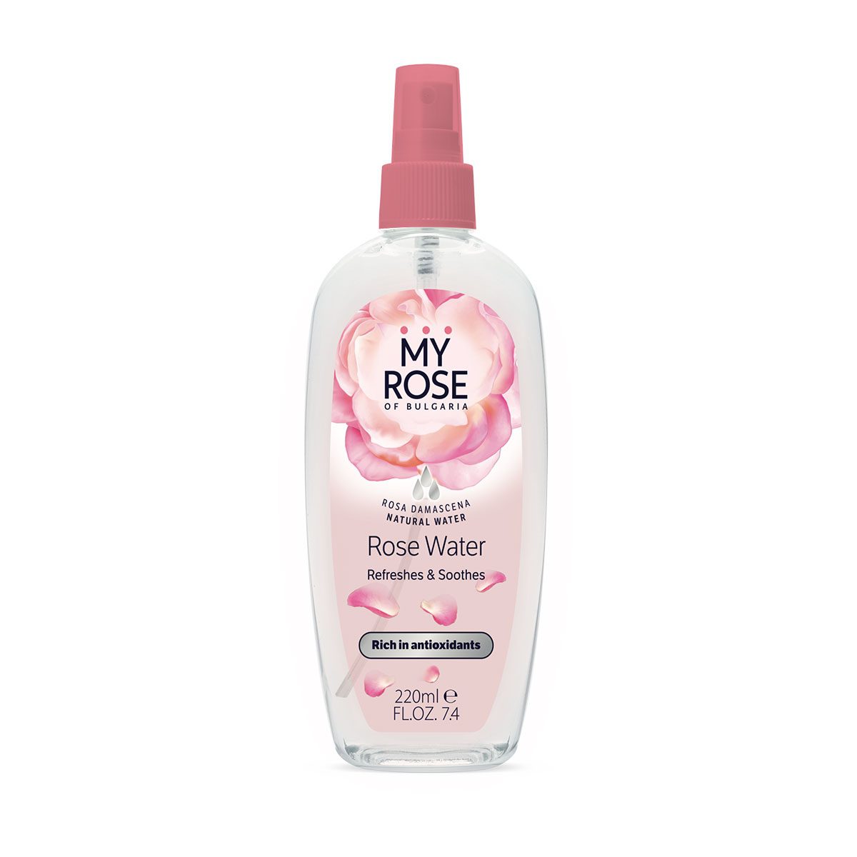 Natuurlijke rozen water uit Bulgarije - verrijkt met rozen etherische olie - hielend en verfrissend - 220ml