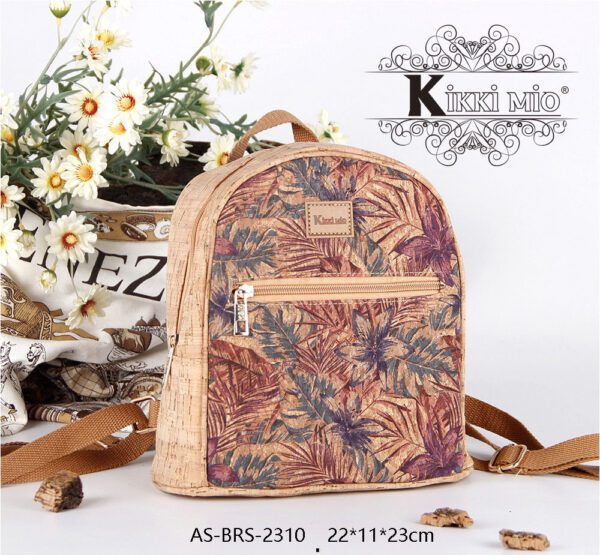 Rugtas van recycled  kurk - leer - met voorzaak - ritssluiting  - midden grootte - fantasie