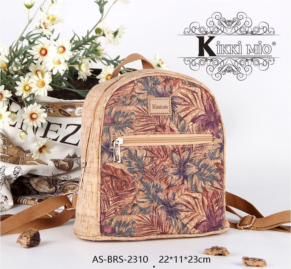 Rugtas van recycled  kurk - leer - met voorzaak - ritssluiting  - midden grootte - fantasie