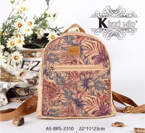 Rugtas van recycled  kurk - leer - met voorzaak - ritssluiting  - midden grootte - fantasie - Afbeelding 2