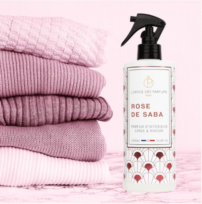 Biologische Franse Interieur Spray - Linnen spray - SABA ROOS - bessen - saffraan - roze 500ml