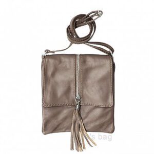 Leren schouder tas, vakantie tasje, kleine lederen tas in BRUIN