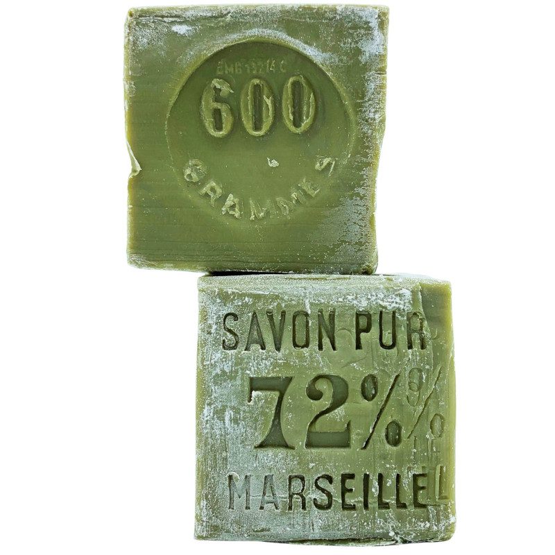 Marseillezeep Extra Puur 72% - Olijfolie - GREEN Cube - huid en keuken - Ruwe zeep gemaakt in Frankrijk 600gr