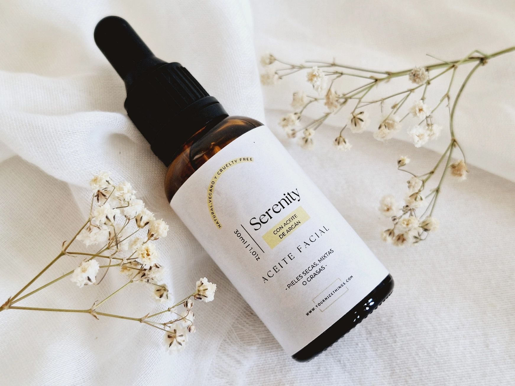 Biologische anti-age en voedende gezicht olie - vette huid - SERENITY- Arganolie - salvia etherische olie 30ml