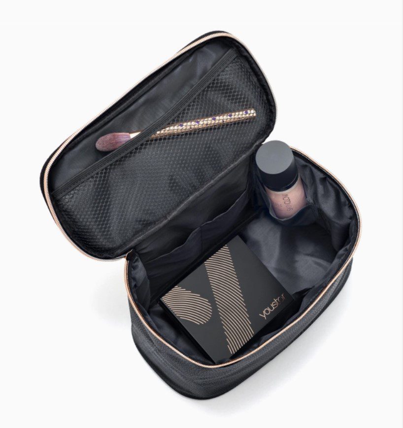 Beauty Make-up Tasje - Set van 3 producten en tas - GLAM & GLOW - highlight pallet - contour borstel en gezicht glitter fixing spray - 3 stuks - Afbeelding 5