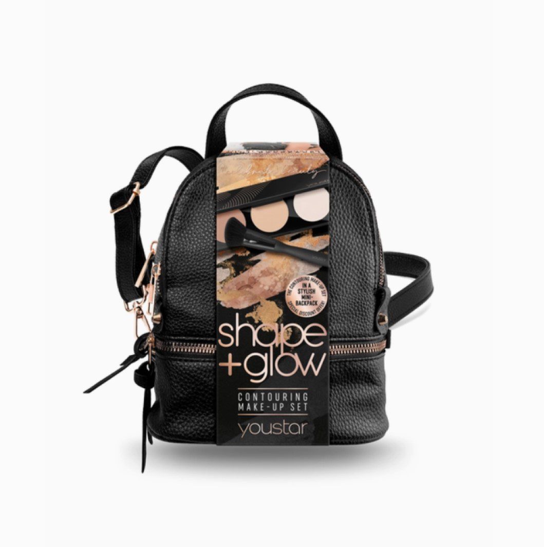 Beauty Make-up Tasje Rugzak - Set van 2 producten en tas - CONTOUR - contour pallet - contour borstel - 2st