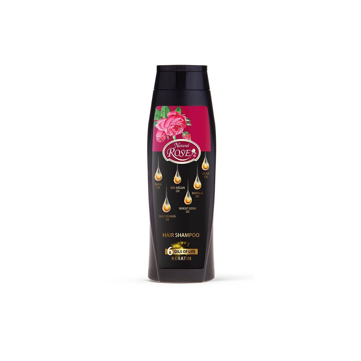 Natuurlijke shampoo met 6 voedende oliën en keratine - hersteld het haar - verzacht 450ML