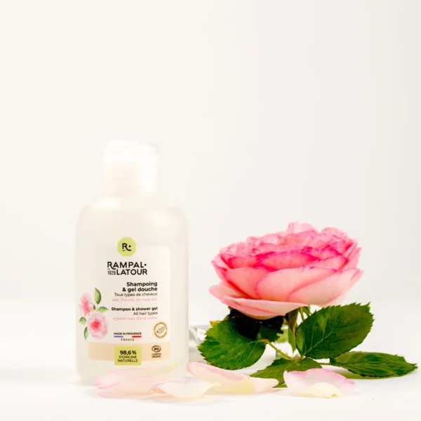 Gecertificeerd biologisch Douchegel en shampoo Damascusroos - gevoelige haar en huid - 250ml - Cosmos Organic - Afbeelding 3