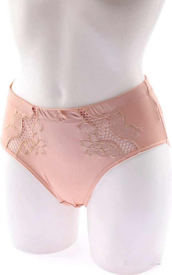 2 stuks Elegante dames elastische slips met kant decoratie, Maat XXL kleur TAN - Afbeelding 3