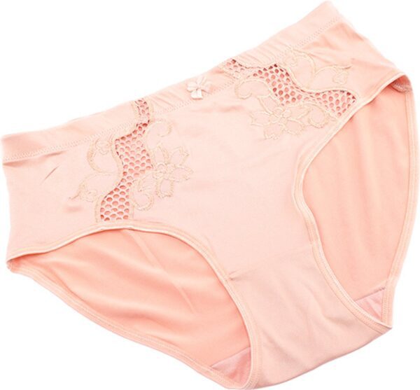 2 stuks Elegante dames elastische slips met kant decoratie, Maat XXL kleur TAN