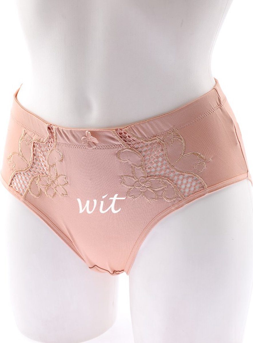 2 stuks Elegante dames slips met kant decoratie - maat XXXL - kleur WIT