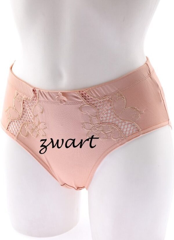 3 stuks Elegante dames elastische slips met kant decoratie - Maat XL - kleur ZWART - Afbeelding 2