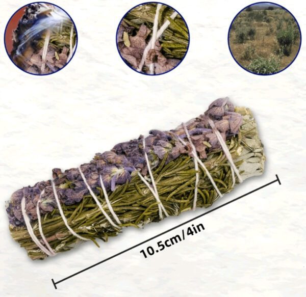 3 stuks natuurlijke smudge bundel van Salie en Lavendel 10cm - aromatische reiniging van je huis en ziel - Afbeelding 2