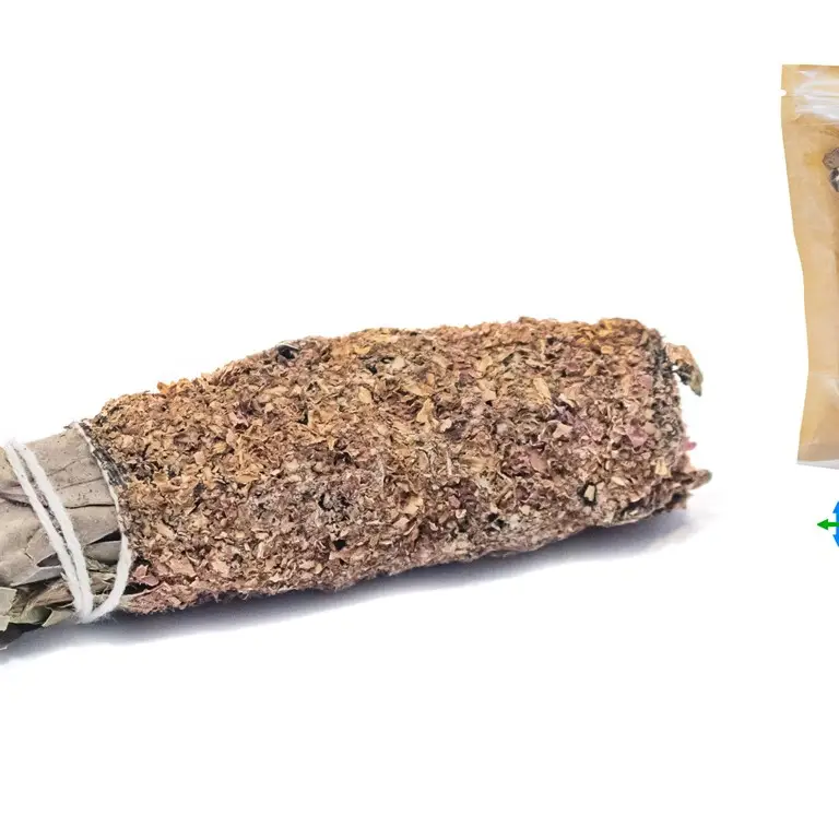 2 stuks Natuurlijke Witte salie en Roos bundel - smudge - handgemaakt - kalmte - eigen liefde 2x10cm