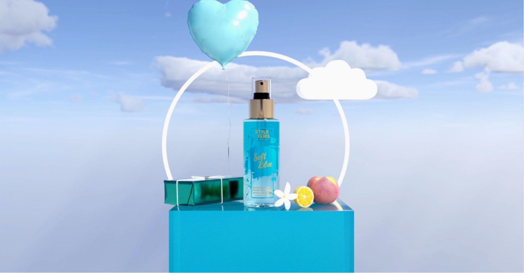 Franse dames Lichaam en Haar spray SOFT BLUE - Perzik - citroen - musk - 100ml - Afbeelding 2