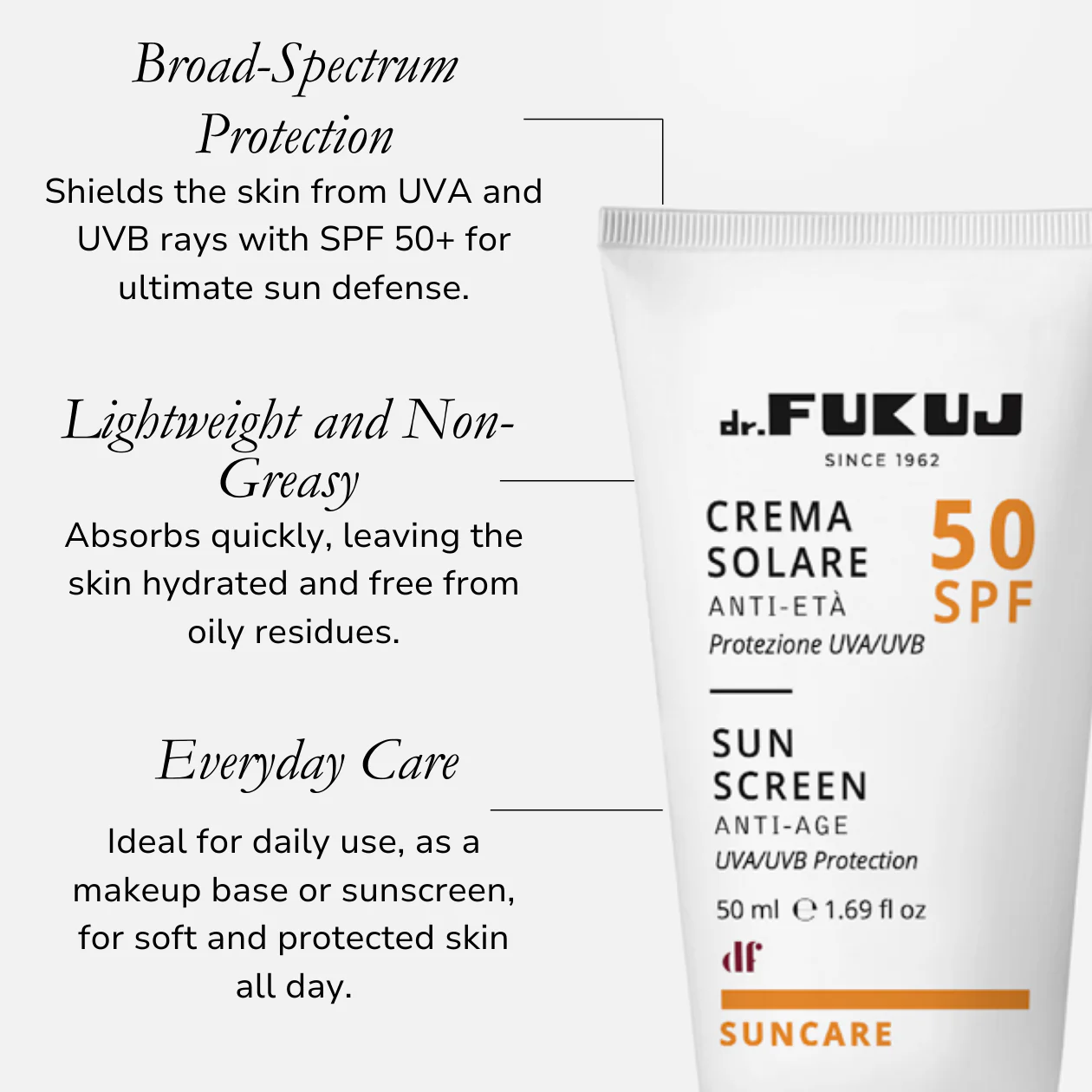 Doeltreffende Italiaanse zonnecrème voor gezicht spf 50 - beschermt en herstelt - ook geschikt voor mama´s 50ml