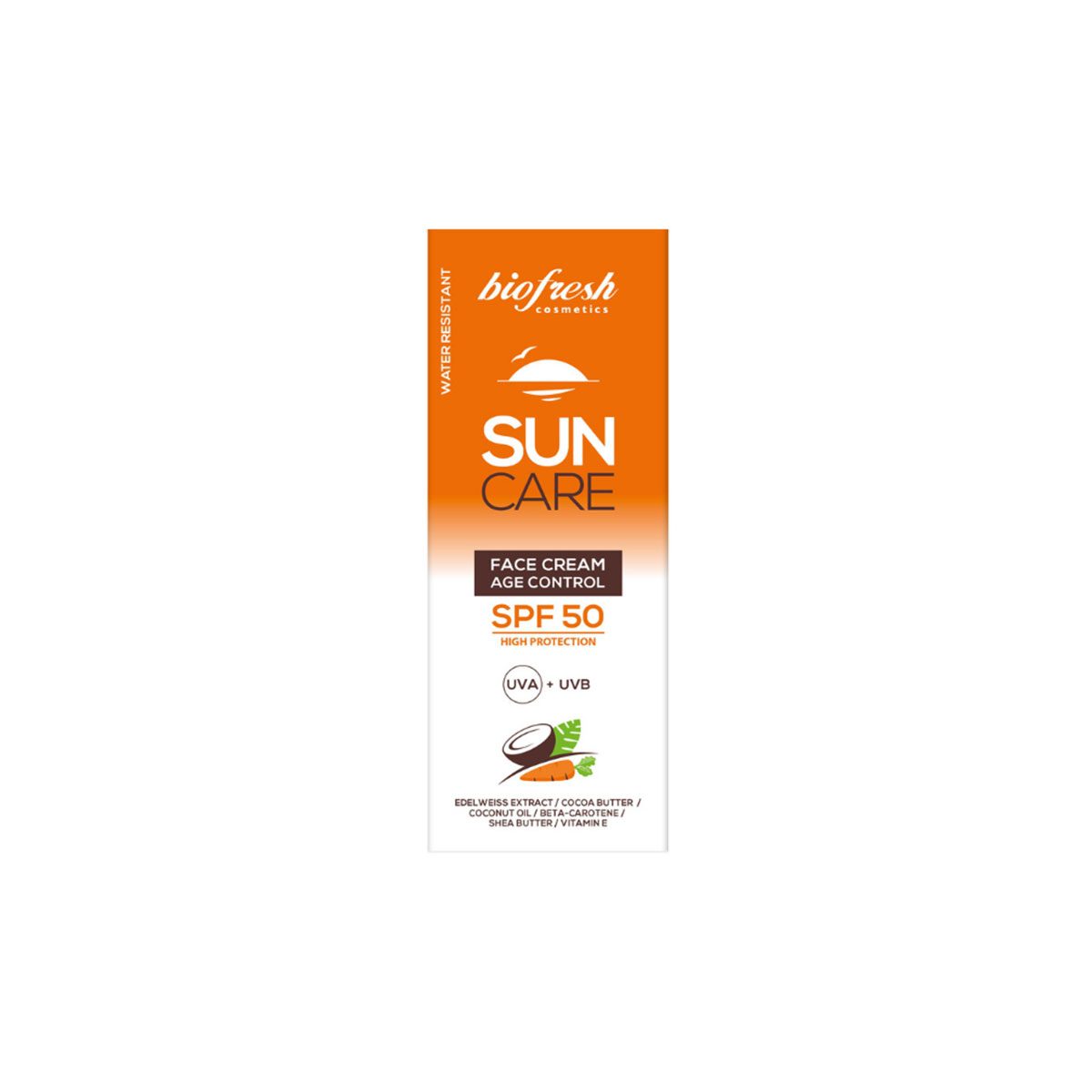 Natuurlijk zonnebrand creme spf 50 voor gezicht - edelweiss - cacao boter - betacaroteen 50ml