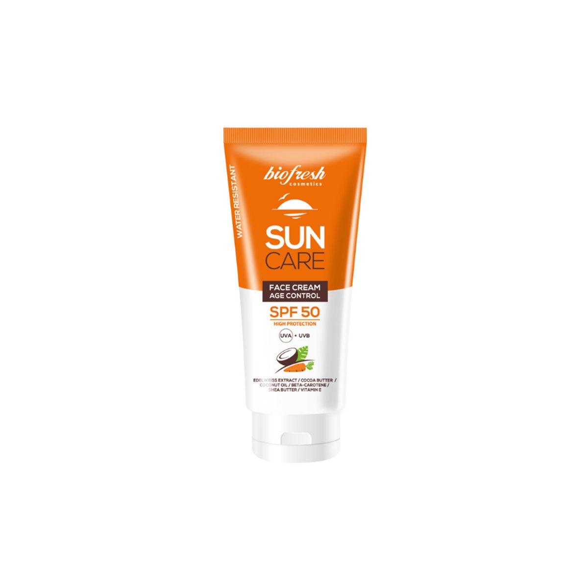 Natuurlijk zonnebrand creme spf 50 voor gezicht - edelweiss - cacao boter - betacaroteen 50ml