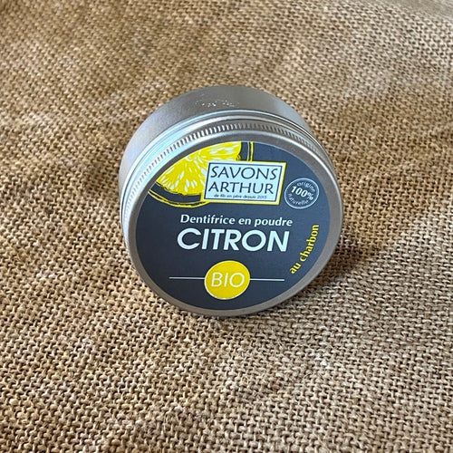 Biologische tandpasta poeder met citroen en houtskool - handgemaakt in Frankrijk van de Provincie 30gr