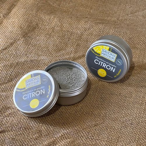 Biologische tandpasta poeder met citroen en houtskool - handgemaakt in Frankrijk van de Provincie 30gr