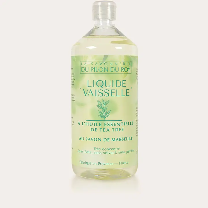 Bio en Eco Tea tree afwasmiddel voor boorden en vaat - glanzend wasgoed - gemaakt in Frankrijk 1L