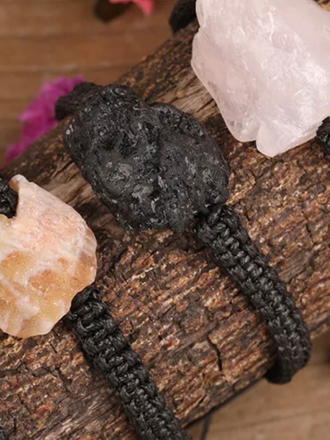 Toermalijn edelsteen armband - ruwe brok - boho handgemaakte armband