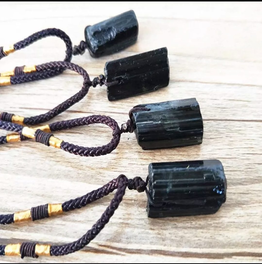 Handgemaakte zwart toermalijn ketting voor heren en dames - krachtige hanger - edelsteen kralen