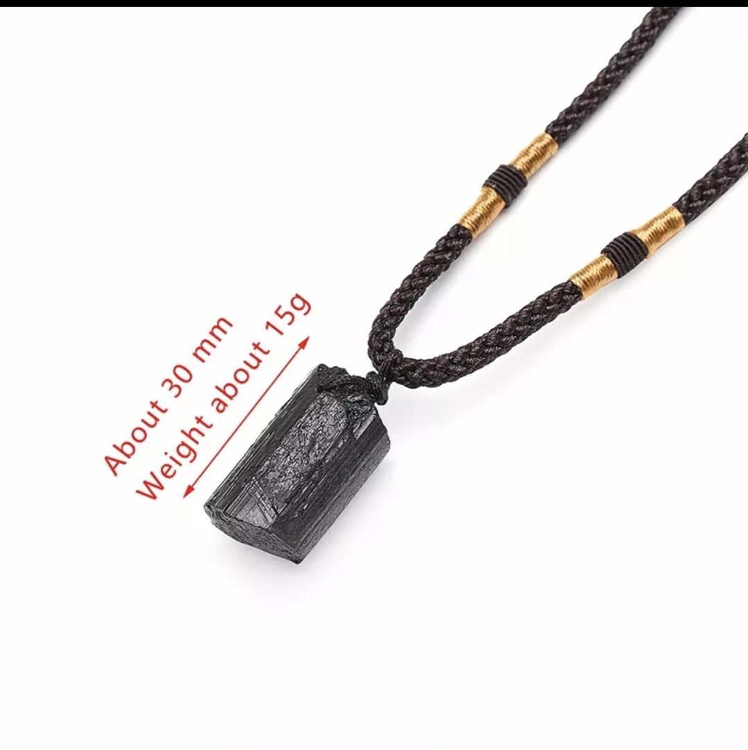 Handgemaakte zwart toermalijn ketting voor heren en dames - krachtige hanger - edelsteen kralen