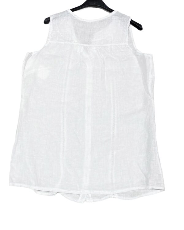 Linnen blouse met knoppen - mouwloos - luchtig top - kleur WIT - maat 44 - Afbeelding 4