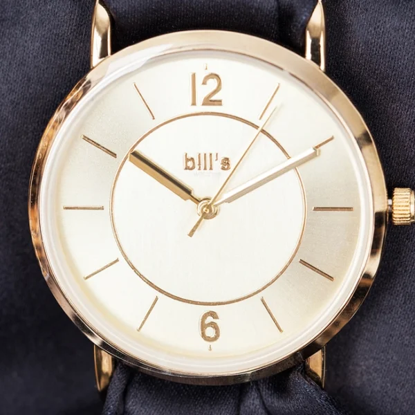 Bill´s Zwitserse Horloge Trendy Satijnen armband - DONKERGOUD - wisselbare armbanden in 3 kleuren - Afbeelding 4
