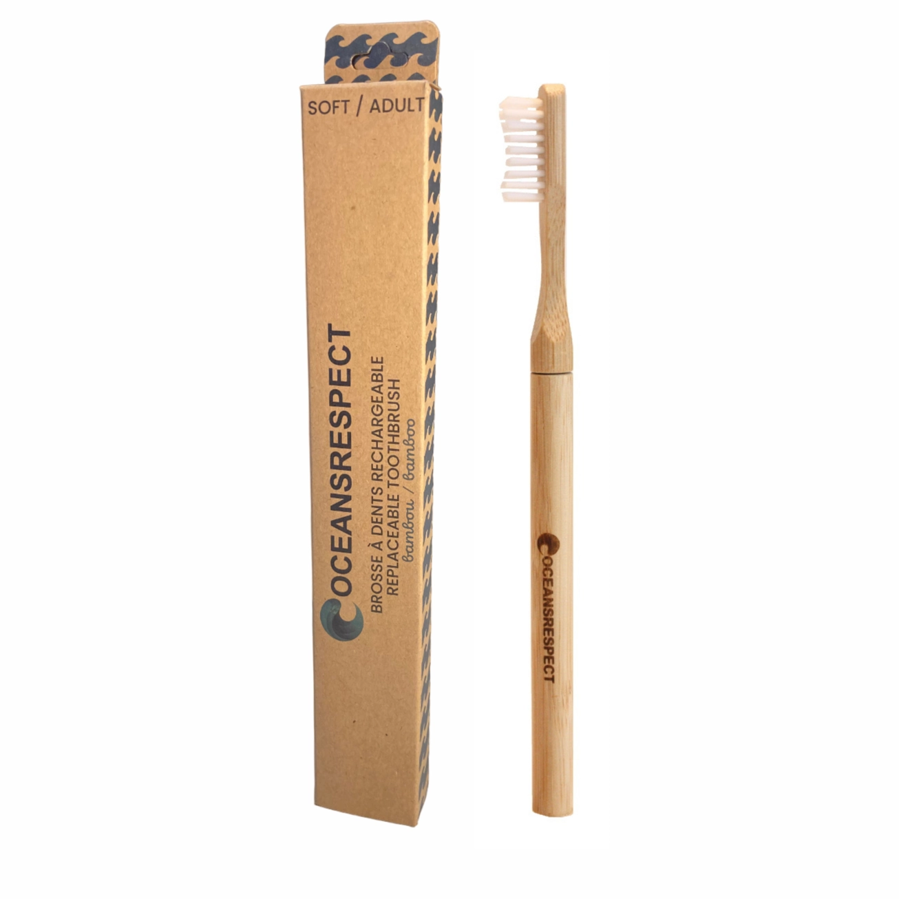 Set van 5 producten Duurzaam bamboe Zero waste- tandborstel met verwisselbare koppen - oor reiniger - tandzijde van maïsvezel 5 stuks - Afbeelding 2