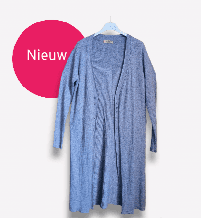 Lange en elegante, vest in GRIJS kleur met splits, geribd, knoppen effect, maat 38/40