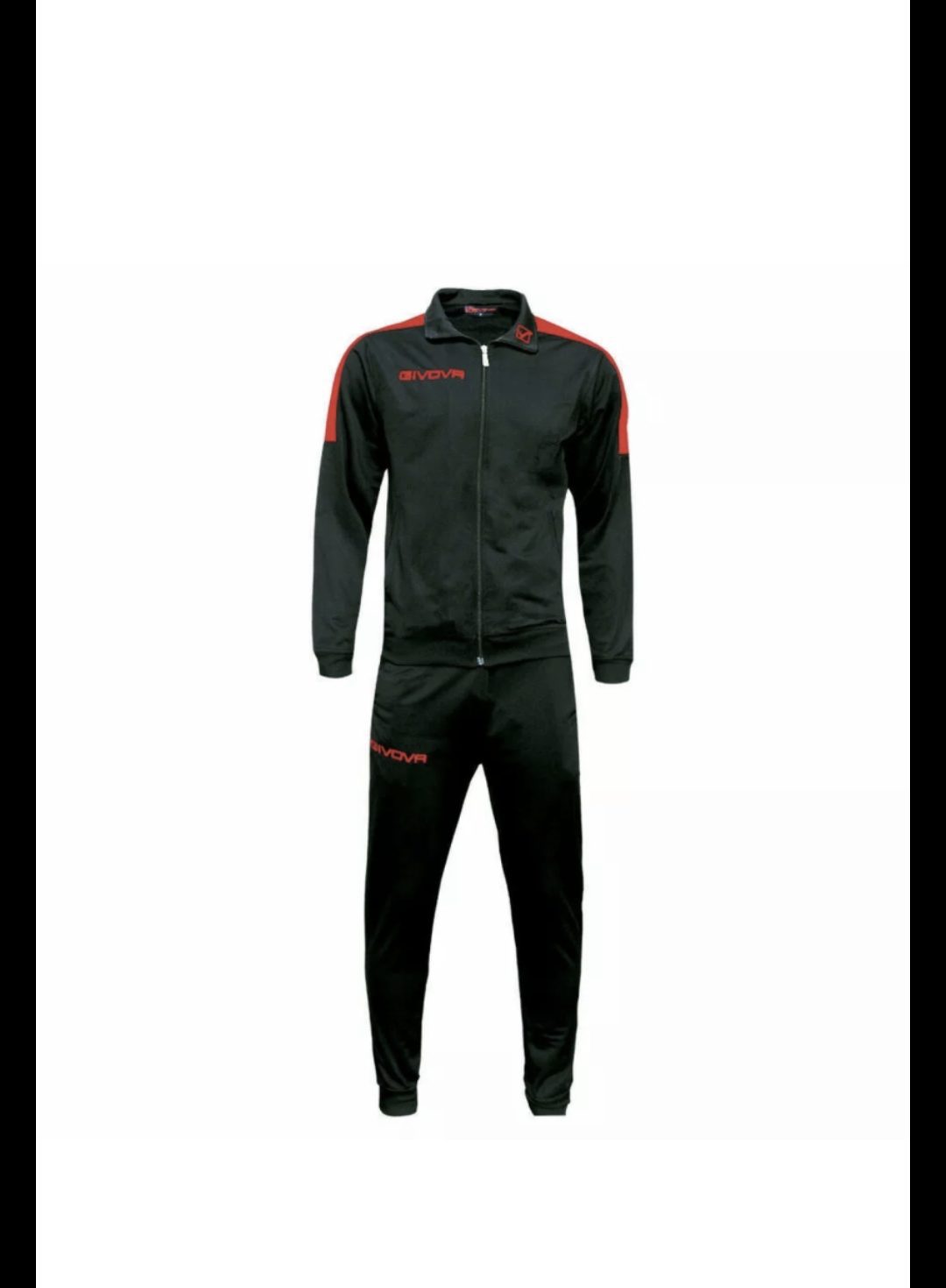 Givova sport training pak met vest en rits - broek met zijzakken, in ZWART ROOD kleur - maat XL - Afbeelding 3