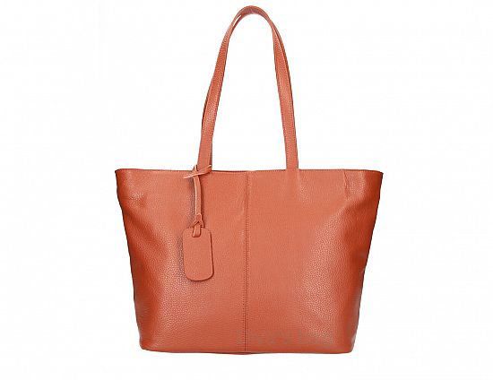 Maxi leren tas - ritssluiting - achter vakje - massieve schouder band - kleur PAPAJA - Afbeelding 7