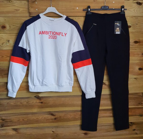 Dames sportpak set van broek en sweater- zijzakken - thuispak - training - Maat 38/40 - Afbeelding 3